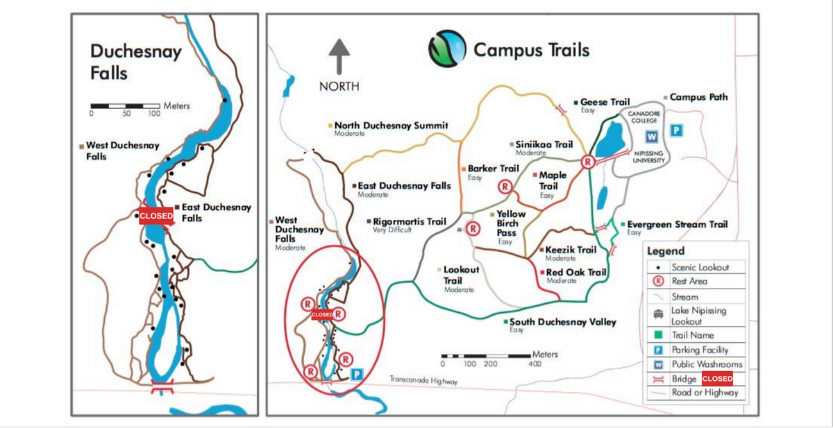 Duschesnay Falls Bridge Closure