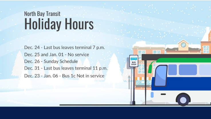 North Bay Transit Holiday Schedule